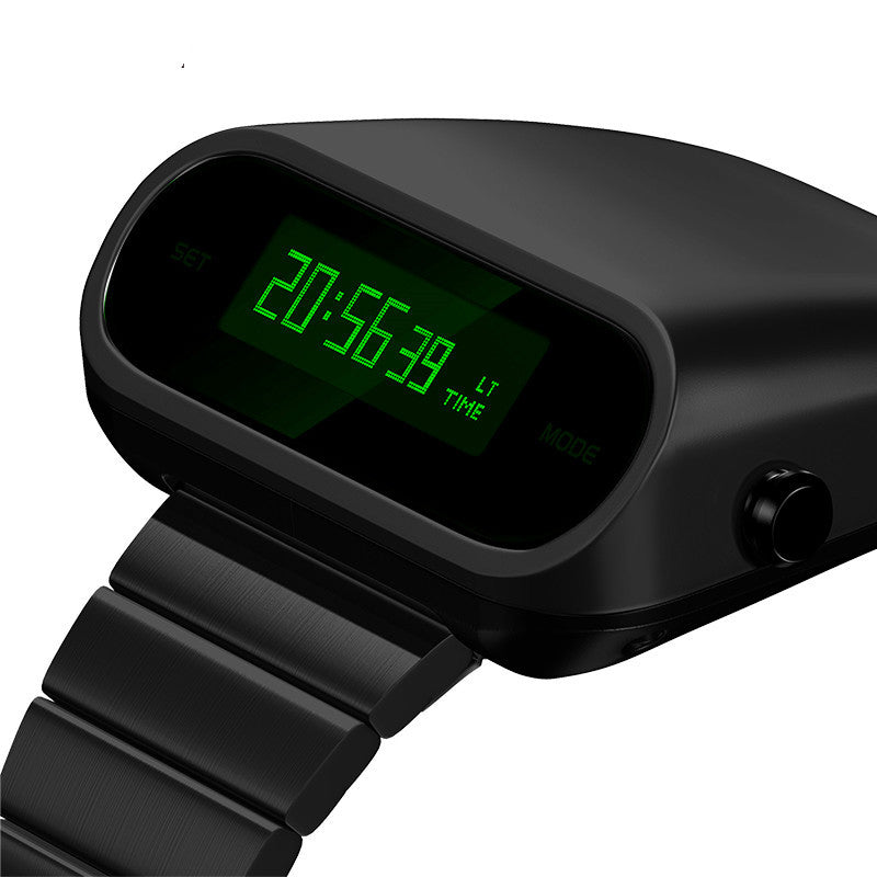 Simple Fashion Multifunction Electronic Watch Black Green Screen Crude Steel