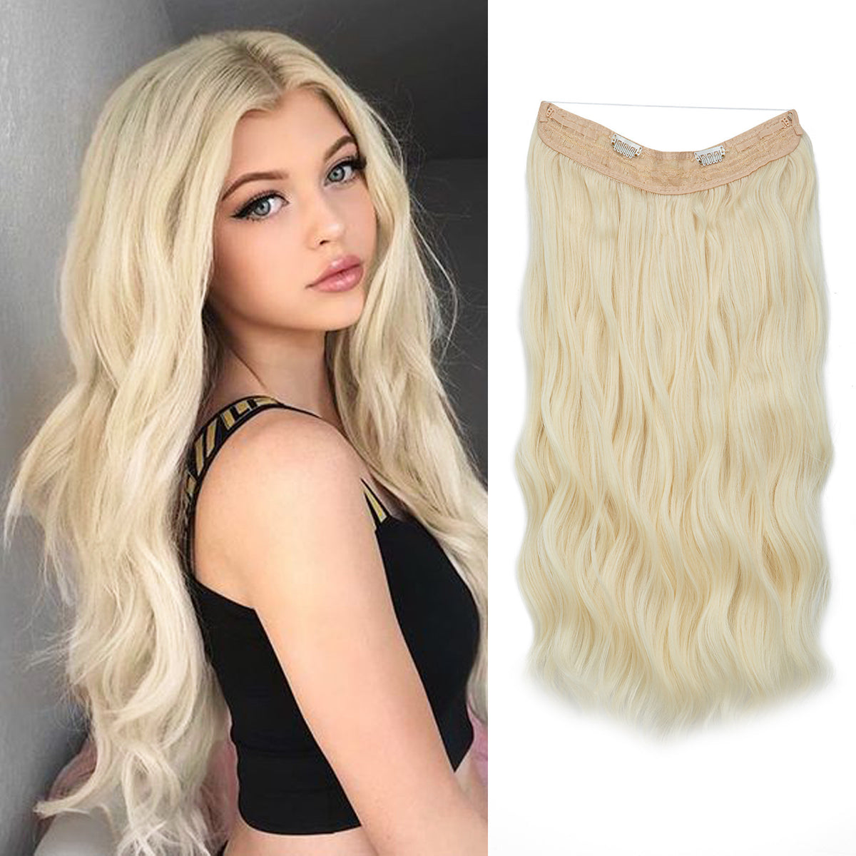 European And American Style Women Corn Curler Fishing Thread Long Curly Hair Wig 613B