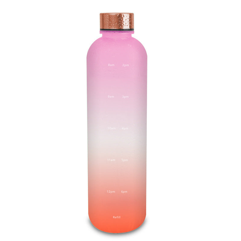 Plastic Water Bottle Frosted Gradient Sports Handle Purple orange gradient 1L