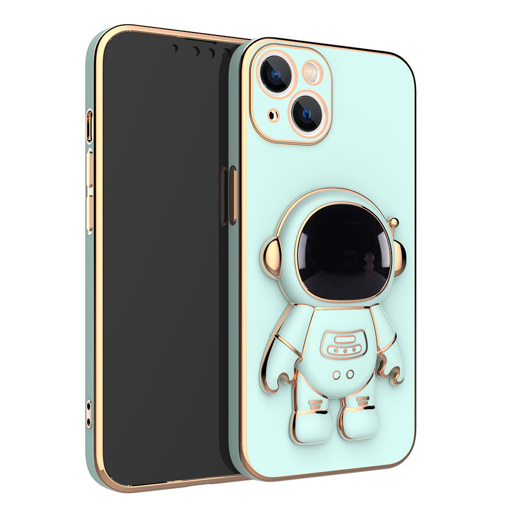 3D Astronaut Phone Case Anti-Drop Electroplating Bracket Light cyan