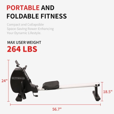 Rowing Machine 264 LBS Weight Capacity Foldable Rower For Home Use With Comfortable Seat Cushion