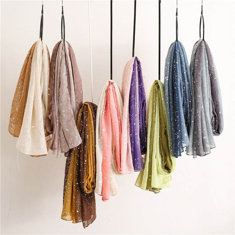 Hot Silver Gradient Personalized Scarf Thickened Warm Scarf Dual-use Shawl
