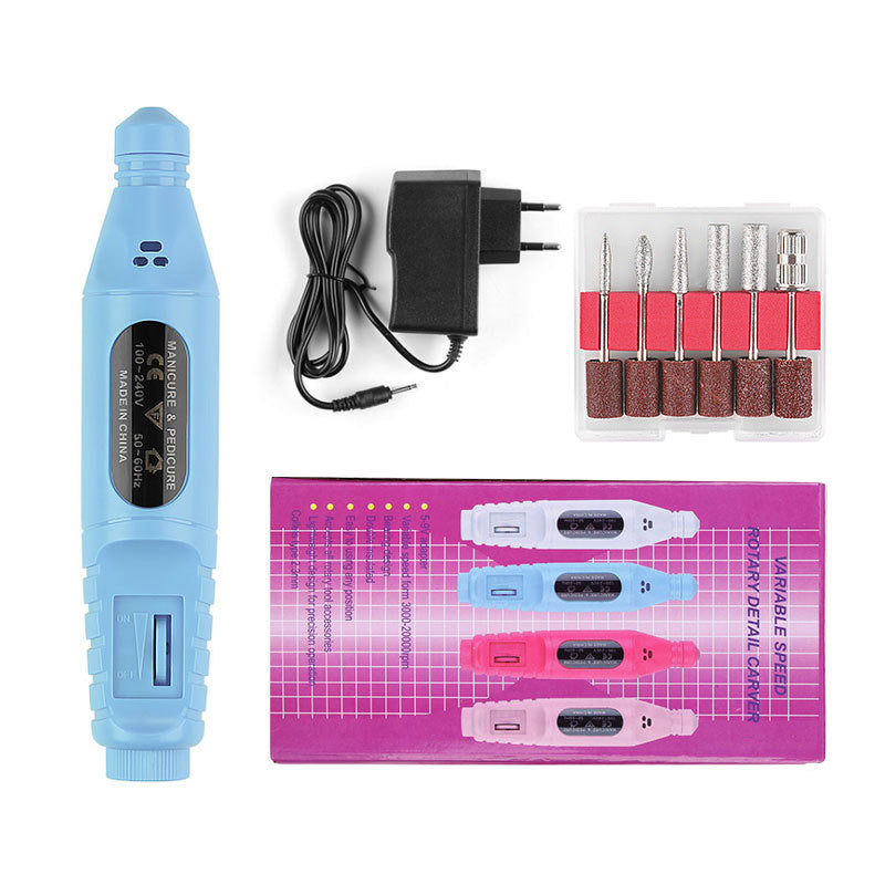 Nail Pen Polisher USB Cable Portable Manicure Sharpener Nail Tools Blue EU