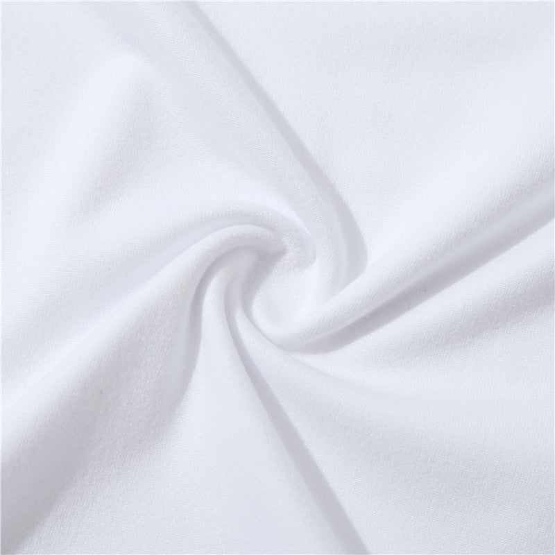 Tape MP3 Printed Short Sleeve Ladies White T-shirt