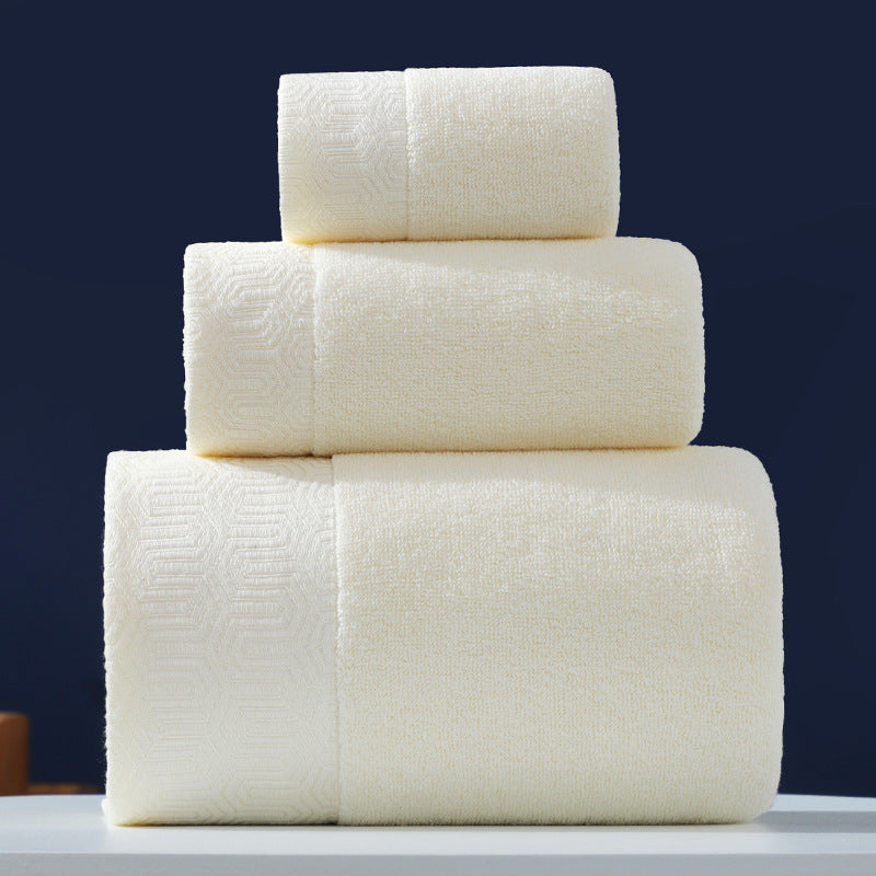 Pure Cotton Towels Three-piece With Hand Bath Towel Class Geometric Beige 1 Bath Towel And 2 Towels