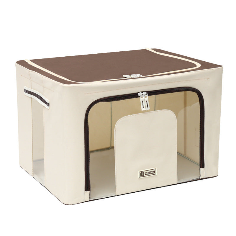 Oxford Cloth Clothes Steel Frame Storage Box Beige B