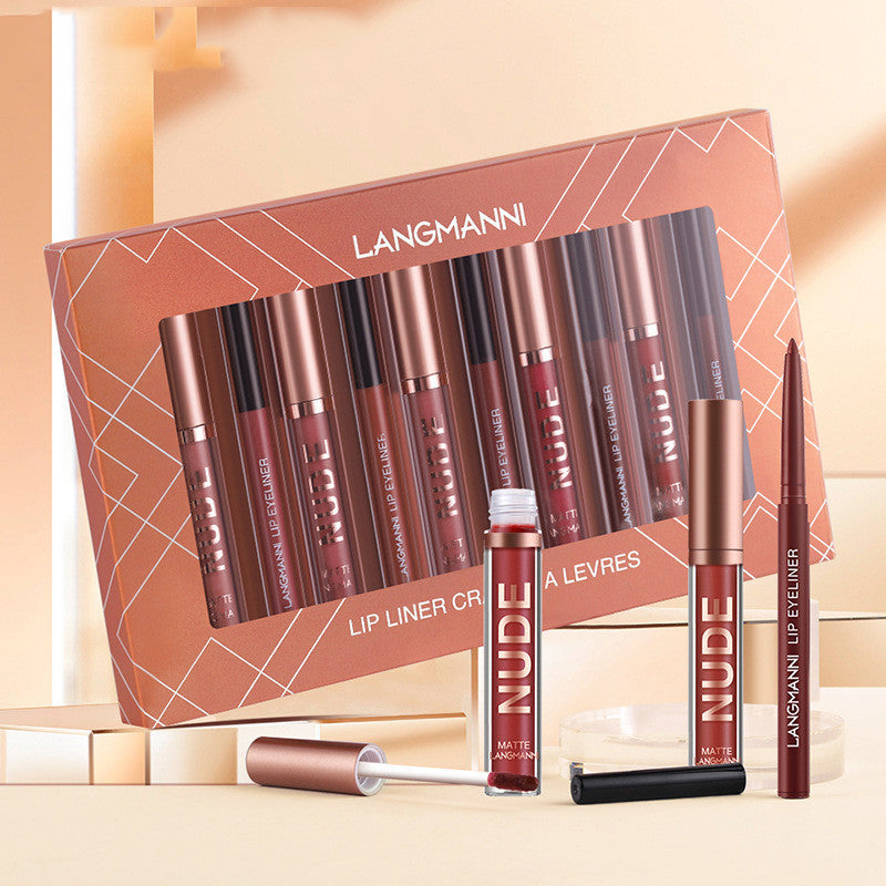 Lip Liner And Lipstick Makeup 12 Pcs Set 6 Matte Lipstick 6 Lip Liner Pens Waterproof Long Lasting Matte Lipstick Beauty Cosmetics Makeup Gift For Girls Lipstick Set As shown
