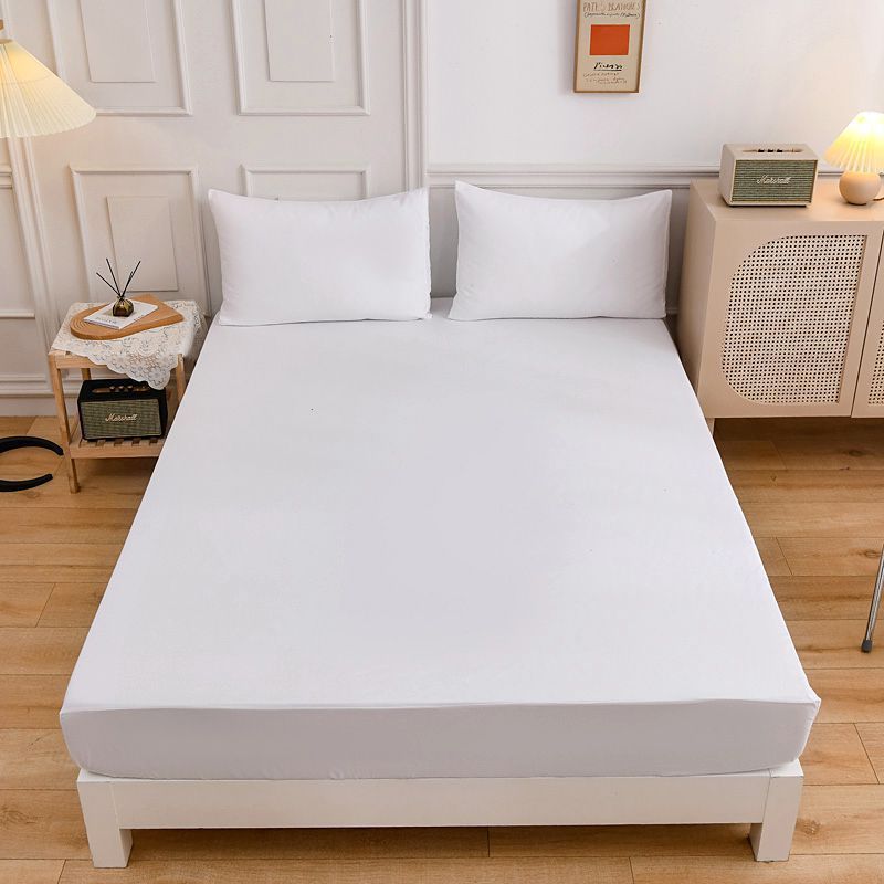 Students Cotton Bed Sheets Fitted Sheet Pillow Case Pure white