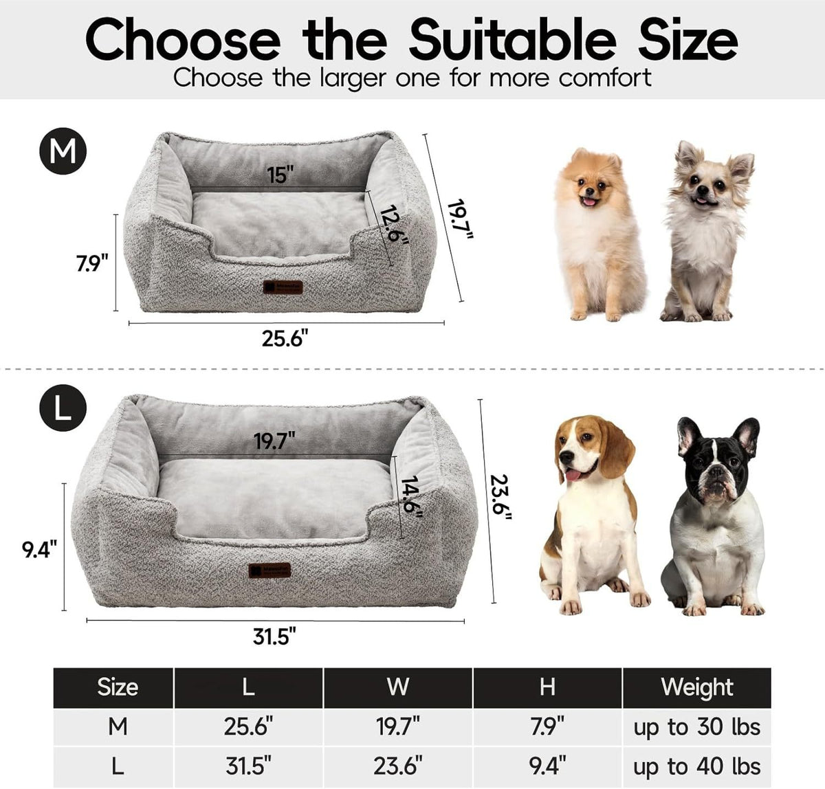 MEWOOFUN Medium Dog Bed - 31.5x23.6x9.5 Inch Washable Rectangle Pet Bed With Warming & Calming Features, Anti-Slip Bottom For Puppies