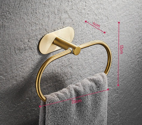 Single Bar Towel Rack Bathroom Hook Bathroom Pendant Towel Ring Gold