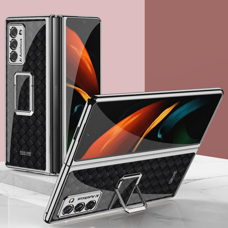 Folding Vertical Clock Phone Case Full Inclusive Personality Male Woven black pattern SM Galaxy Z Fold2