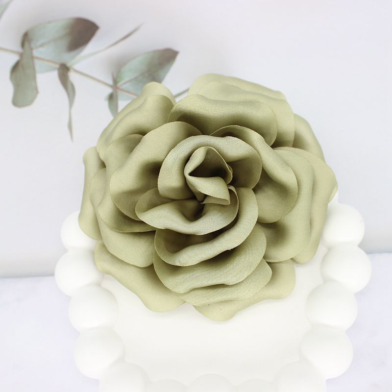 Elegant Business Suit Accessories Big Flower Sweater Brooch Gray Green
