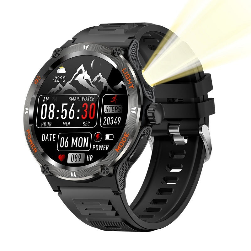 Smart Watch LED Lighting Outdoor Sports Waterproof Health Monitoring Black