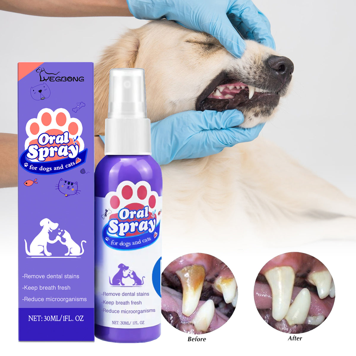 Cat And Dog Teeth Cleaning Spray To Remove Tooth Stains Fresh Breath Pet Oral Care Spray