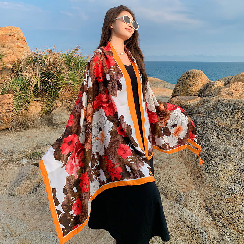 Sun-proof All-matching Shawl Beach Travel Dual-use Outdoor Beach Towel Image 03 180X90cm