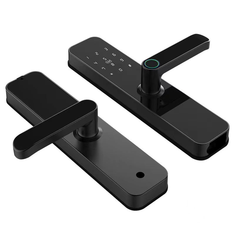 Wooden Door Fingerprint Lock Graffiti Pass Black C