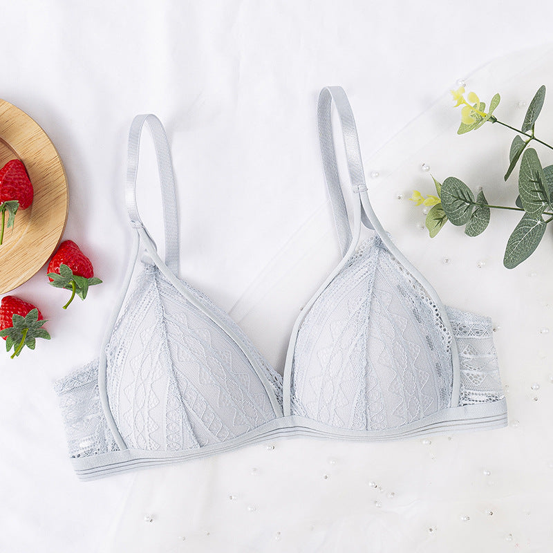 French Thin Section Gathered Lace Underwear Women Light blue