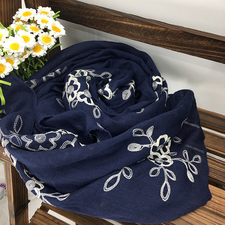 Spring And Summer Women's Artistic Ethnic Style Shawl Cotton Linen Versatile Long 7color 180X90CM