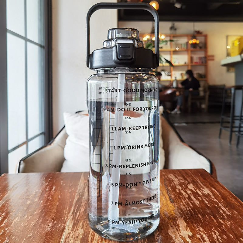 Large Plastic Cup Portable Water Bottle Black 2000ML