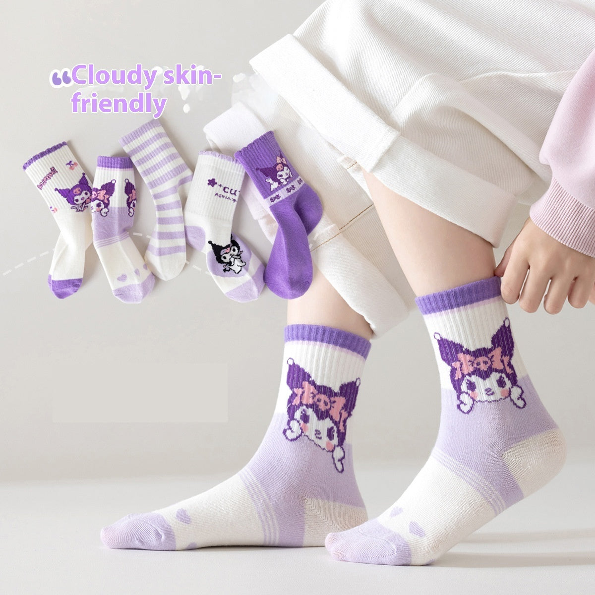 Girls' Pure Cotton Deodorant Mid-calf Socks 8058 5pairs