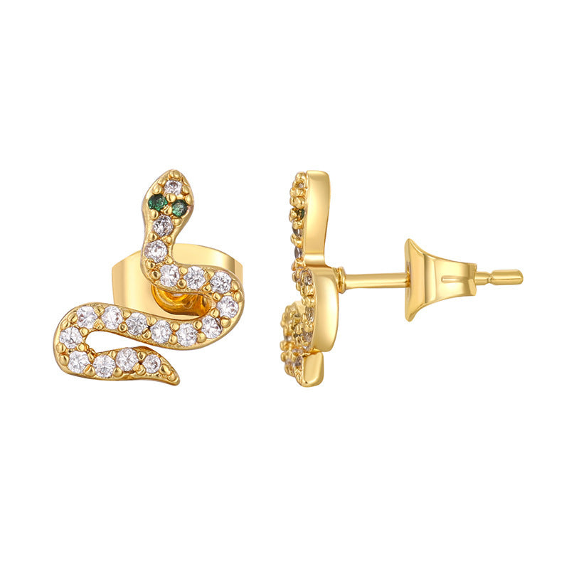 European And American Luxury Zircon Snake Stud Earrings KY0074GG