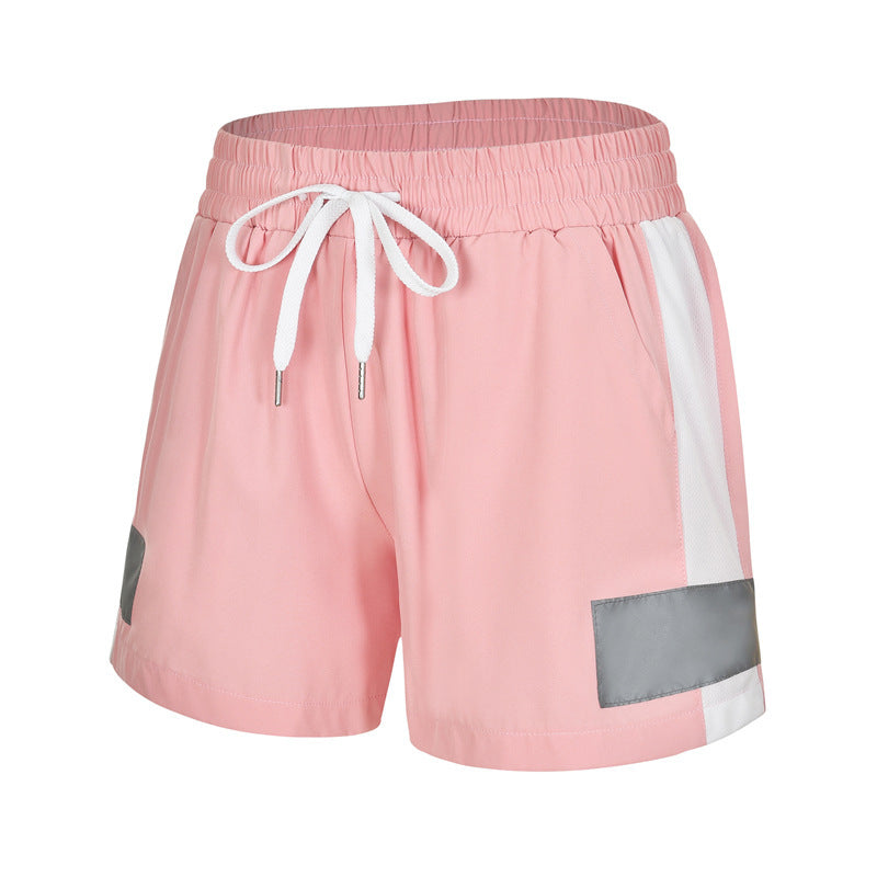 Summer Exercise Shorts Reflective Plus Size Yoga Fitness Quick-drying Running Pants Anti-exposure Pink
