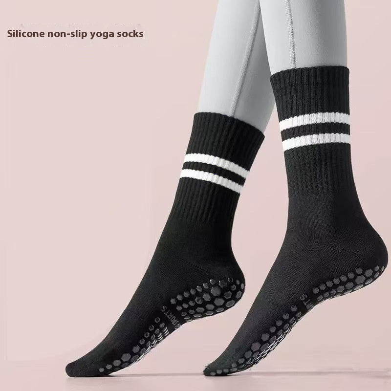 Mid-calf Yoga Socks Non-slip Professional Women's Fitness Black Free Size