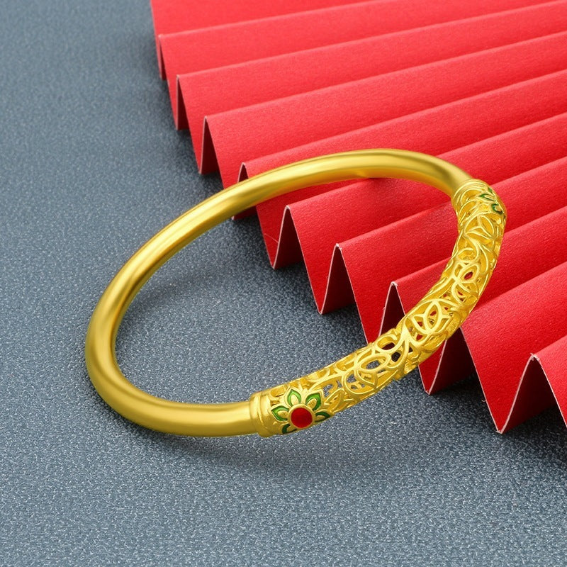 Dunhuang Culture Copper-plated Enamel Ladies' Bracelet, Auspicious And Prosperous.