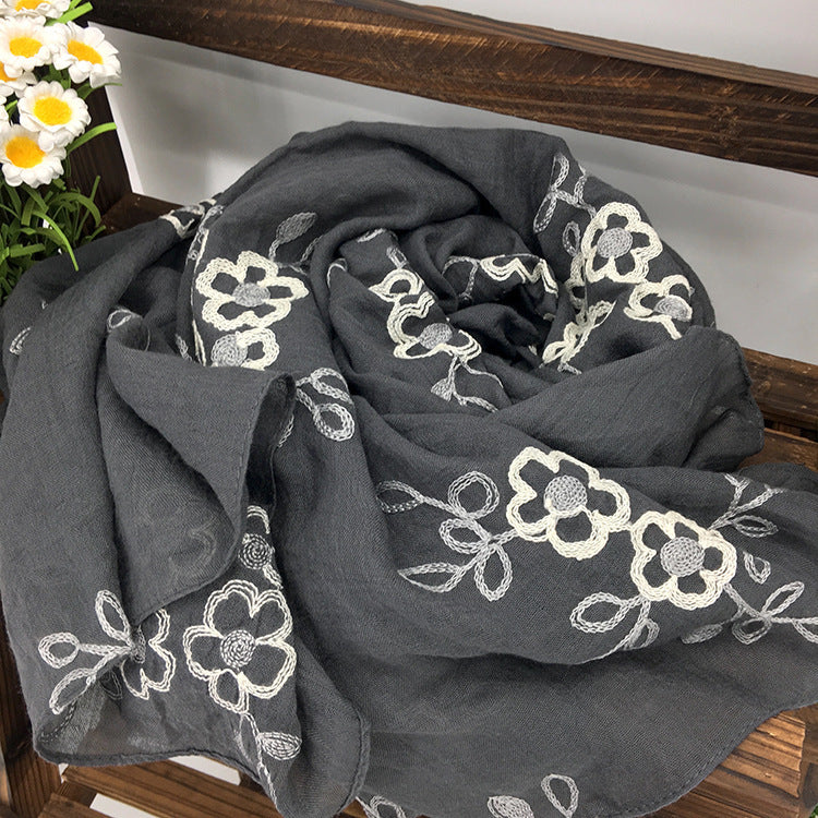 Spring And Summer Women's Artistic Ethnic Style Shawl Cotton Linen Versatile Long 3color 180X90CM