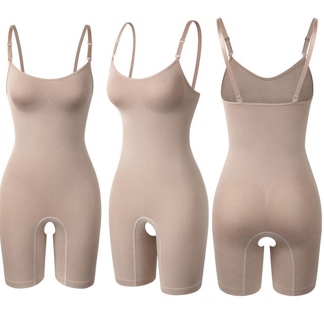 Bodysuit Shapewear Women Full Body Shaper Tummy Control Slim Beige