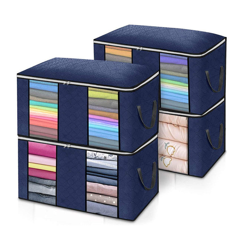 Quilt Storage Bag Finishing Bag Clothes Packing Bag Navy Blue 60x43x35CM 4PCS