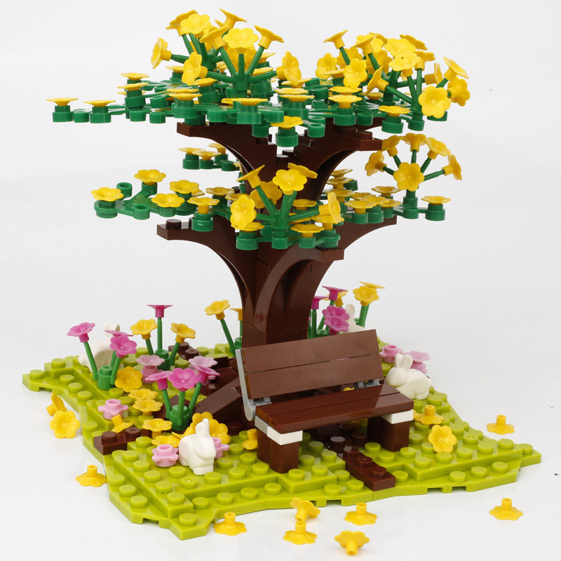 Sakura Trees Plants Animals Small Particles Assembling Educational Toys Yellow