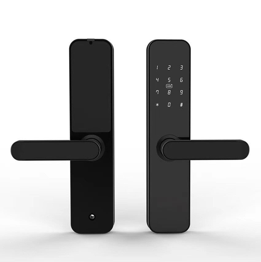 Wooden Door Fingerprint Lock Graffiti Pass Black