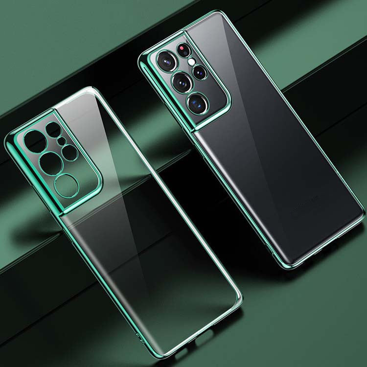 S21 Mobile Phone Case Electroplating Transparent Ultra-thin All-inclusive Anti-fall Soft Shell Green
