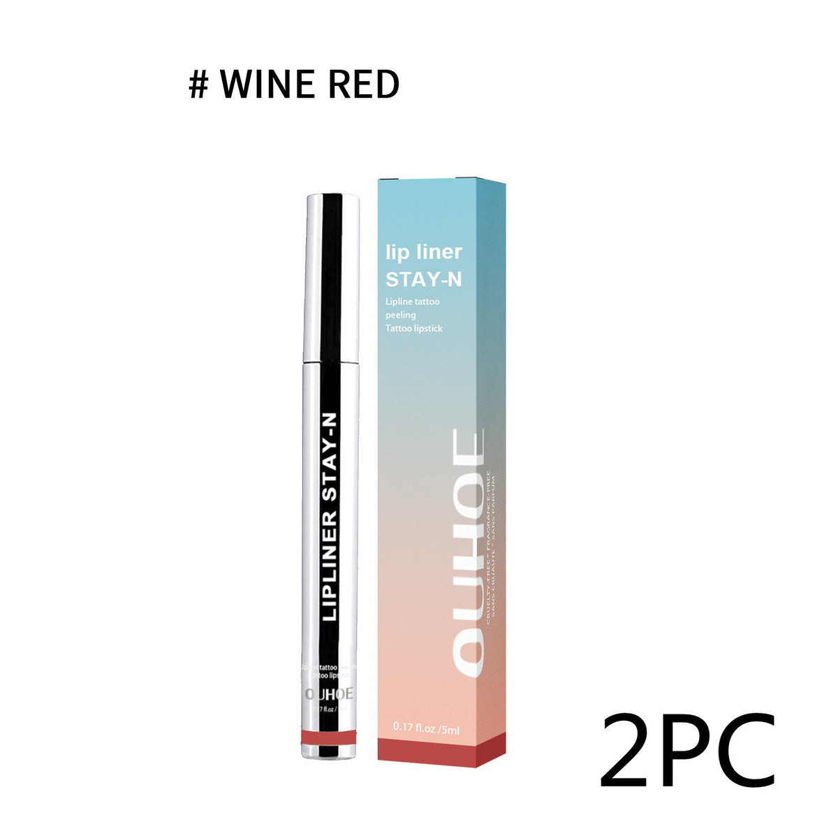 Lip Liner Pen Dark Brown Waterproof Long Lasting Plump Soft Lip Gloss Makeup Cosmetics Wine Red 2PC