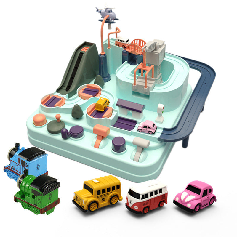 Kids Racing Rail Car Model Racing Educational Toys Green - 5 Cars