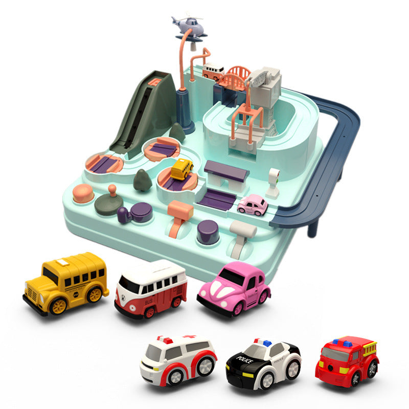 Kids Racing Rail Car Model Racing Educational Toys Green - 6 Cars
