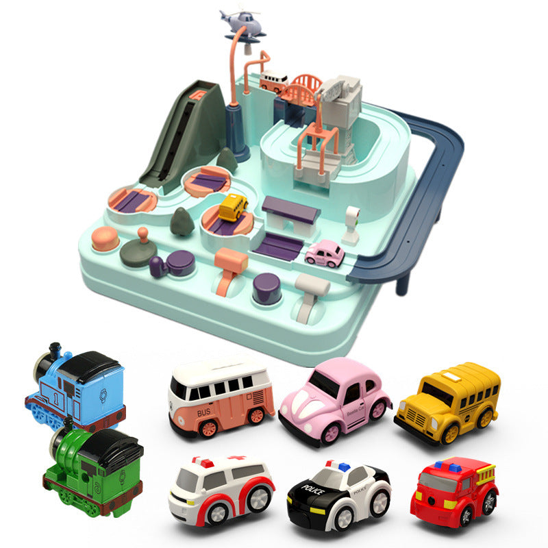 Kids Racing Rail Car Model Racing Educational Toys Green - 8 Cars